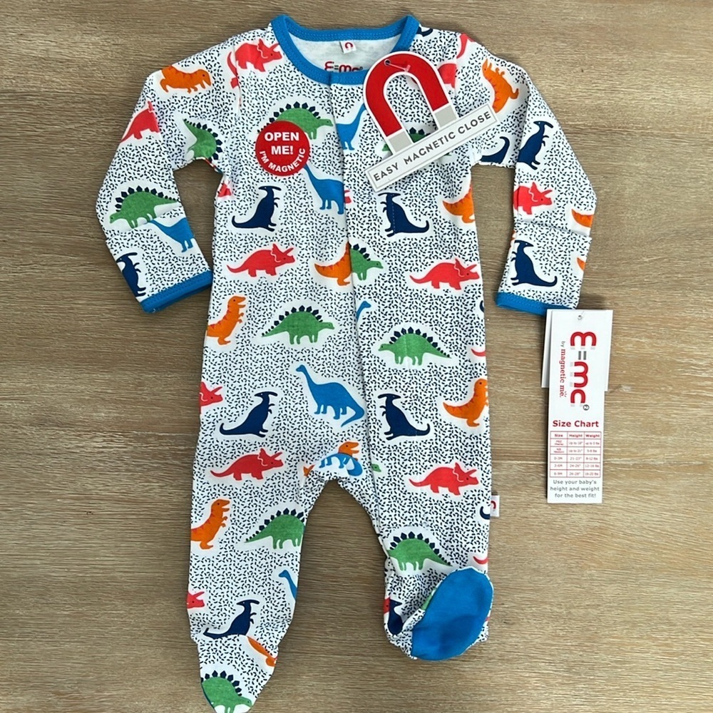 E=mc2 Magnetic Me Cotton Footie Sleeper Dino Doodles Newborn